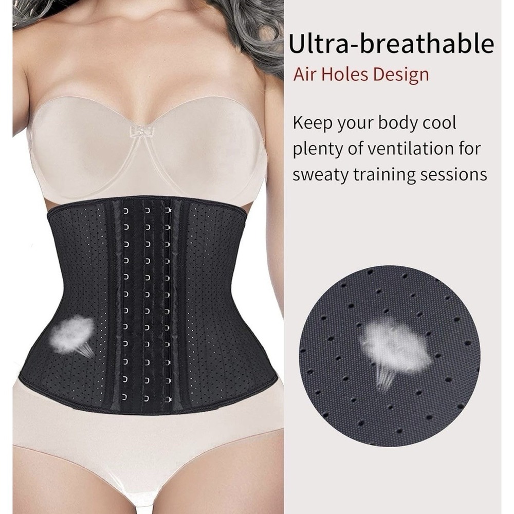 Yianna Women's Size L Waist Trainer Black Cotton Spandex Shapewear YA20173